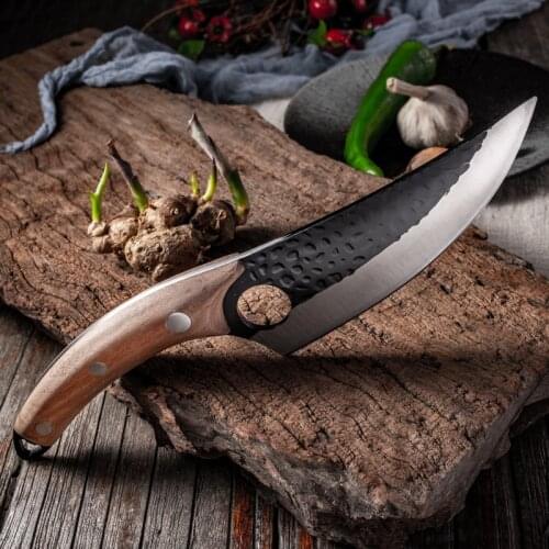 Forged Chef Knife Stainless Steel Butcher Knife Small Scimitar Special for Skinning Boning Outdoor Cooking Meat Cleaver Knife