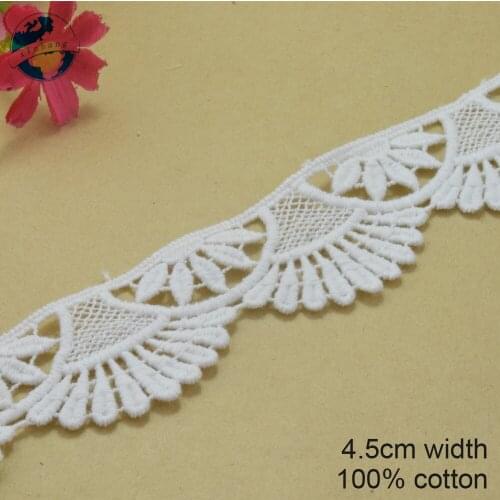 10yards 4.5cm white 100% cotton embroidery lace french lace ribbon fabric guipure diy trims warp knitting sewing Accessories3265