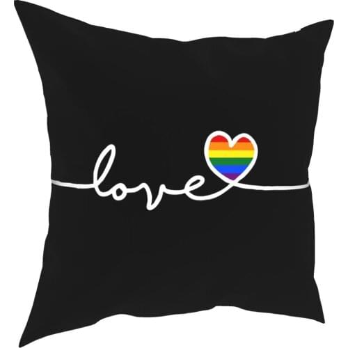 LGBT Love Square Pillow Case Polyester Throw Pillow Pride Rainbow Funny Pillowcover Home Decor