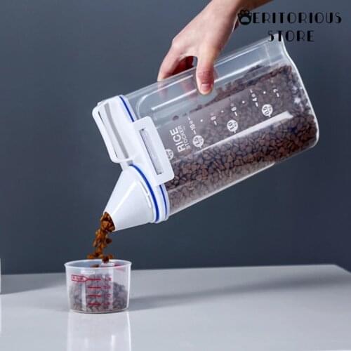 Dog Bowl Food Barrel Box Pet Feeder Bucket Portable Pet Food Storage Tank Moisture Proof Sealed Storage Boxes Measuring Cup 2 KG