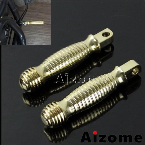 2x Motorcycle Front Footrests Solid Brass Foot pegs fit Male Mount-style Footpegs Supports For Harley Chopper Bobber Cafe Racer