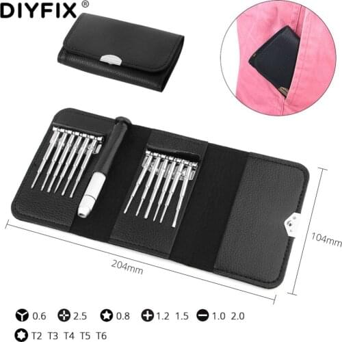 DIYFIX Precision Screwdriver Set for Laptop Cell Phone Glasses Watch Toys PC with Wallet Bag Electronics Repair DIY Tools Kit