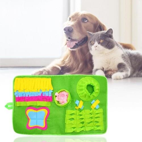 Non-slip Dog Sniffing Blanket Feeding Mat Smell Training Pad Pet Educational Green Fabric Square Universal Dog Entertainment Toy