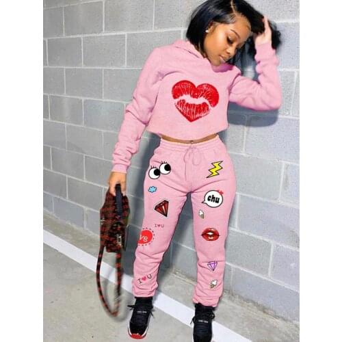 Autumn/Winter 2021 Ladies New Print Lovely Casual Long Sleeve 2-Piece Set 959