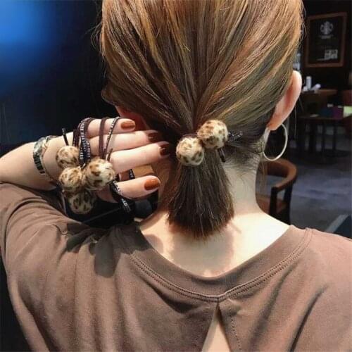 Korean Leopard Hair Ball Rubber Band For Women Leopard Ponytail Accessories Girls Hair Ring Headwear Girls Hair Rope Wholesale