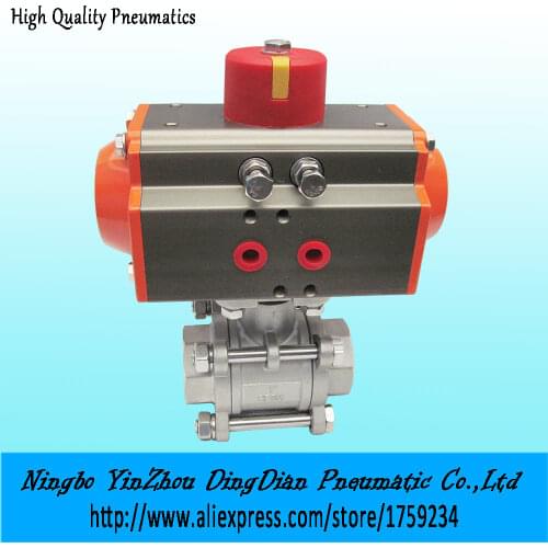 DN50 3 - pieces type 2 inch stainless steel 304 ball valve with pneumatic actuator model Q611F-16P