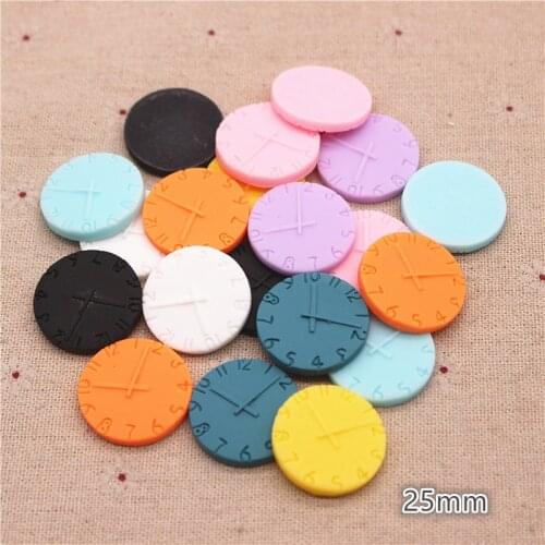 20pcs Mix Colors Cute Resin Clock Flatback Cabochon Miniature Figure Craft DIY Home Decoration Accessories,25mm