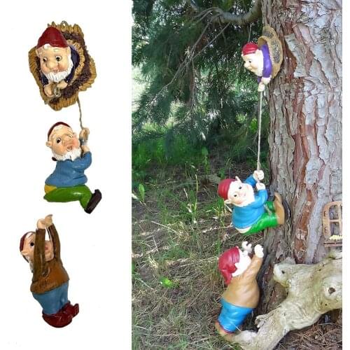 Climbing Gnomes Tree Hugger Decor Garden Dwarf Climbing Tree Sculpture Outdoor Balcony Resin Elf Statue Courtyard Art Decoration