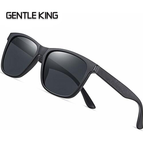 GENTLE KING Polarized Sunglasses Men Brand Designer Square Sports Sun Glasses for Men Driving Fishing Black Frame Goggle UV400