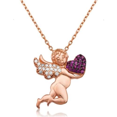 Tevuli 925 Sterling Silver Heart Holding Angel Lady Necklace