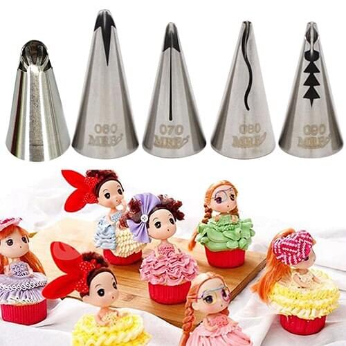 5 different sizes Stainless Steel Icing Pipe Cake Decor Sugarcraft DIY Tool Bakeware Nozzle Tip