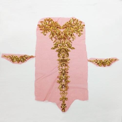 Tulle Sequin Gold lace Phoenix Tail Corsage Decorative Pattern Embroidered Cloth Dress Stage Decoration Accessories