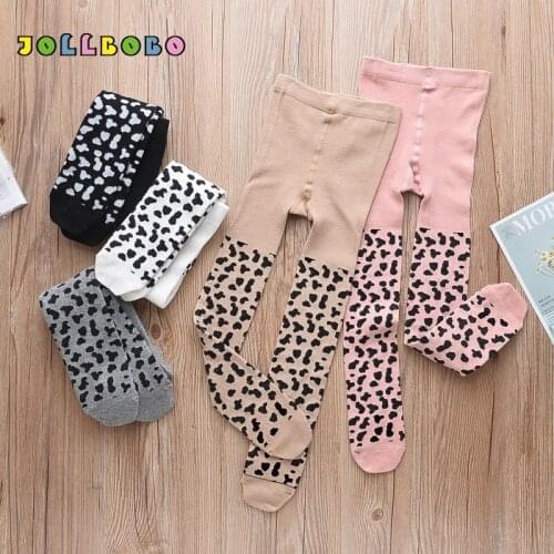 Spring Autumn Leopard Tights for Girls Kids Toddler Pantyhose Childrens Clothing Soft Cotton Baby Girls Tights Footed Wholesale