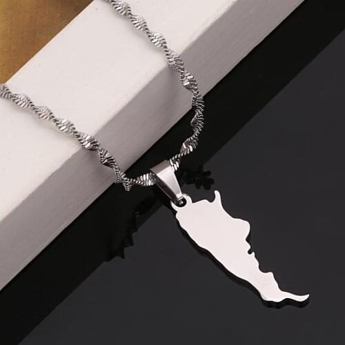 Stainless Steel Silver Color Argentina Map Pendant Necklaces Fashion Argentine Maps Chain Jewelry
