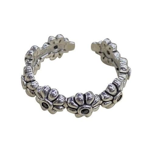 POTCET Womens Flower Openable Ring Geometric Fashion Retro Hip Hop Personality Party Jewelry
