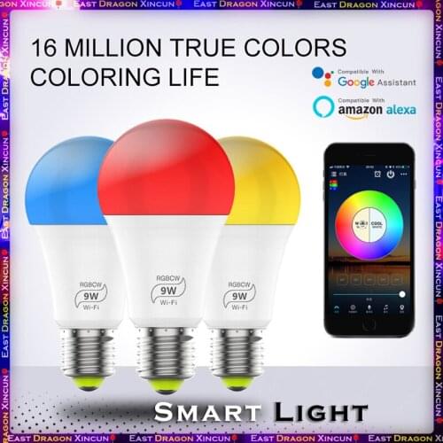 1/5PCS WiFi Smart Light Bulb RGB LED Light Bulb 9W RGB+CW Color Adjustable App Required Voice Control Smart Remote 2021 Hot