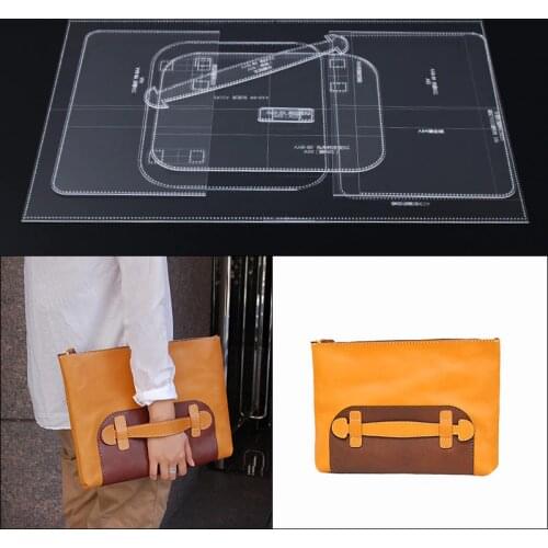 1Set Leather Craft Clear Acrylic Clutch Bag Handbag Pattern Stencil Template Tool Set DIY Kit