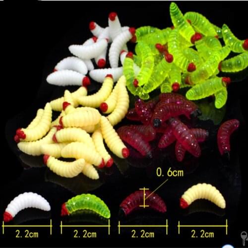20Pcs*2.4cm/0.3g Fishing Worms Lures Maggot Grub Soft Lure Wobblers Fishing Lure Swimbaits Silicone Soft Bait for Fishing Pesca