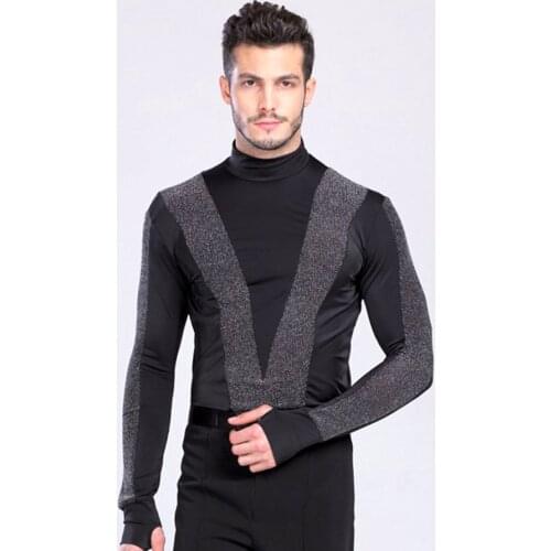 2018 Man Ballroom Dance Tops/Shirts High Collar Long Sleeve Men Dance Shirt/Top Adult Cha Cha/Rumba/Latin/Ballroom Dance Clothes