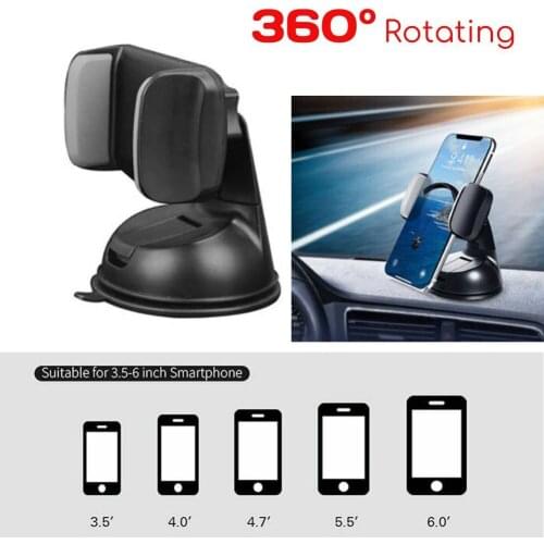 360 Universal Car Phone Holder Windscreen Stand In Car For IPhone 12 11 XR X Pro Xiaomi Mount Cell Wall Support GPS