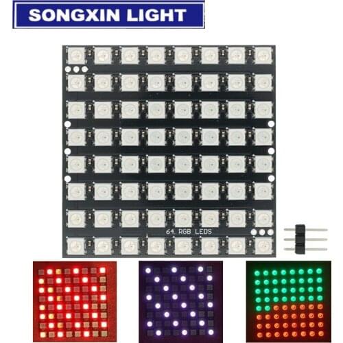 50Pcs For Arduino Brand New WS2812B WS2812 8*8 64-Bit Full Color 5050 RGB LED Lamp Panel Light For Arduino 8x8 64