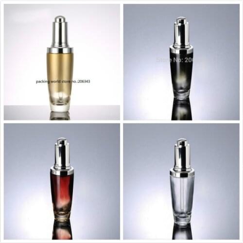50ml red/black/gold/clear glass bottle with silver pump dropper for essence/serum liquid/hyaluronic acid/whitening skin care