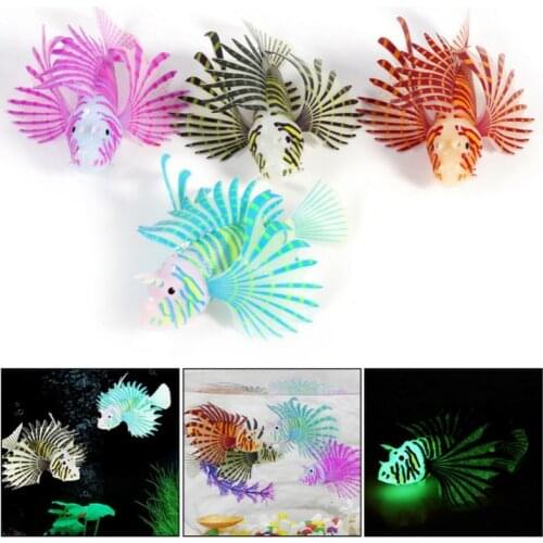 Aquarium Decoration Glow In The Dark Fish Tank Decor Accessories Fish Ornaments Artificial Silicone Swimming Lion Fish