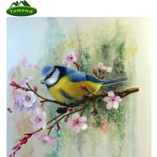 DIY Peach Blossom Birds Diamond Drawing Cross Stitch Round Drill Diamond Embroidery 5d Needlework Rhinestones Resin Art Crafts