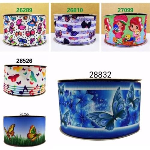 Free shipping 50 yard per size cartoon ribbon printed grosgrain ribbon 28832