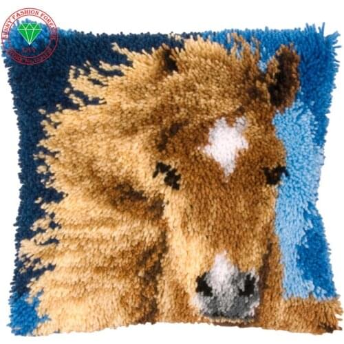 Diy mat Horse picture Cross-stitch cushion Patchwork stitch pillowcase embroidery thread Latch hook rug kits cushion christmas