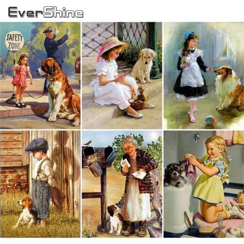 EverShine DIY Diamond Painting Dog Full Square Diamond Embroidery Animal Cross Stitch Mosaic Portrait Rhinestones Handmade Gift