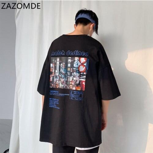 ZAZOMDE 2021 Men Summer Harajuku Cool Unisex half Sleeve T-shirts O-neck Street Style Fashion Funny Printed Hip Hop Tops