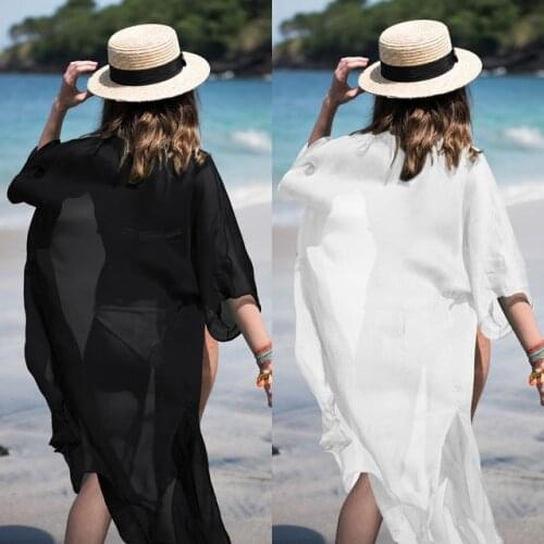 Hot Swimsuit Shawl Bikini Hoodie Beachwear Long Chiffon Sunscreen Cardigan Coat Womens Thin