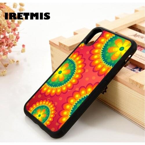 Iretmis 5 5S SE 6 6S Silicone Rubber Phone Case Cover for iPhone 7 8 Plus X Xs 11 12 MINI Pro Max XR Floral Pattern Abstract Art