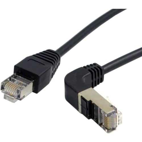 MLLSE Down Angled & Up Angled 90 D 8P8C STP Cat 5e Lan Ethernet Patch To Straight Cable 50cm CB0527-CB0528
