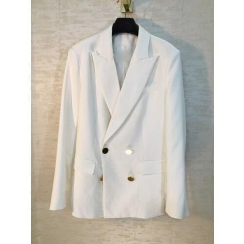 Quality end 10.11 High 2021 Autumn New White Loose Casual Temperament Women Fashion Double Breasted Blazer Coat