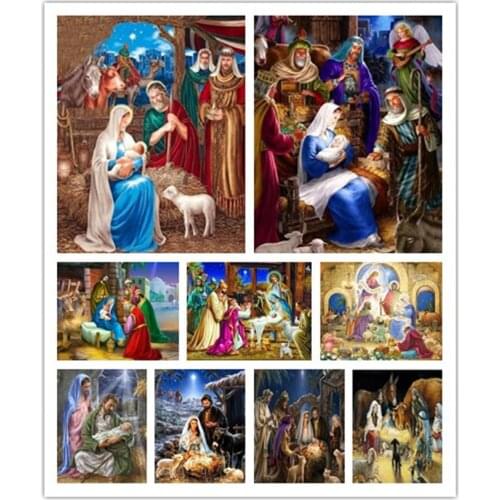 5d Diy Diamond Paintings Jesus Christ Birth wall painting 3d Diamond Pattern Picture Needlework Religious Mosaic decor stickers