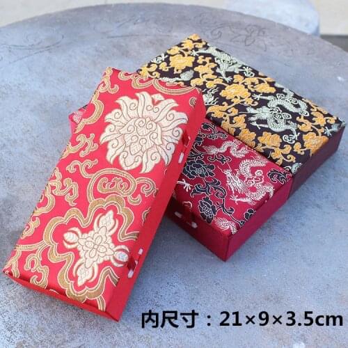 Chinese rectangular jewelry box flat long crafts pendant gift box 22cm