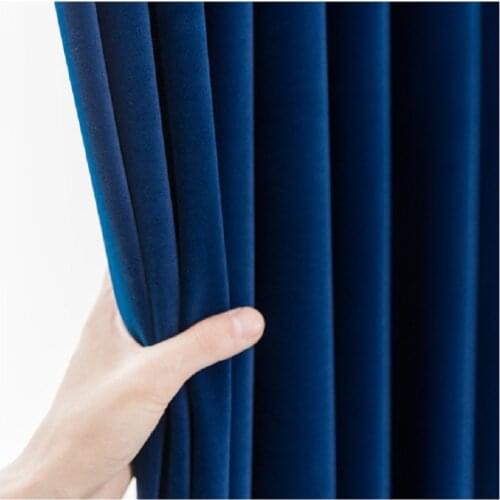 Royal Blue Nordic Mink Velvet Curtains Villa Hotel for Living Room Bedroom Study Modern Simple American Curtains Tulle Custom