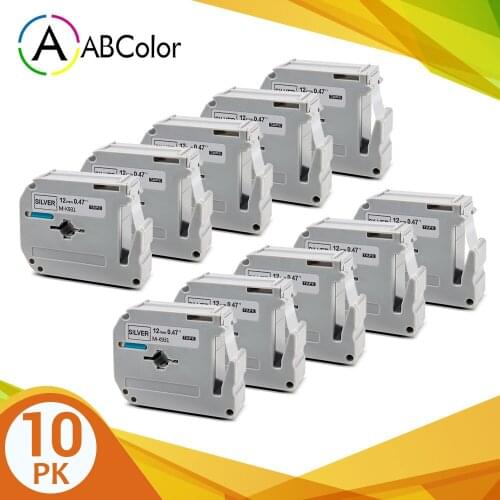 10PK Compatible Tape For Brother MK 931 MK-931 mk931 Label Tape 12mm Black on Silver For Brother P touch Label Maker PT-70 PT-80