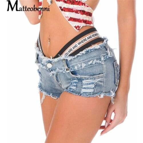 Summer Women Sexy Short Jeans Denim Ripped Hollow Out Low Waist Hole Ladies Sexy Mini Shorts Booty Denim shorts Club Short Mujer