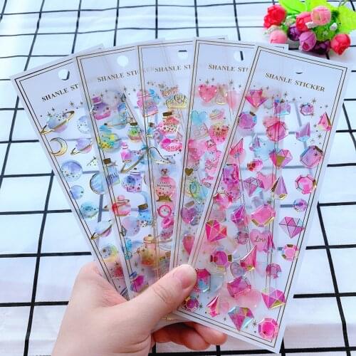 Lovely Heart Shaped Diamond Sticker Laser Colorful Crystal Girl Makeup Mobile Phone Diy Creative Decorative Sticker stationery