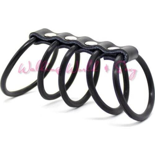 Male Chastity Device With 5 Rings Silicone Cock Ring Bondage Restraints Cock Cage Penis Ring Adult Game Sex Products For Men Gay