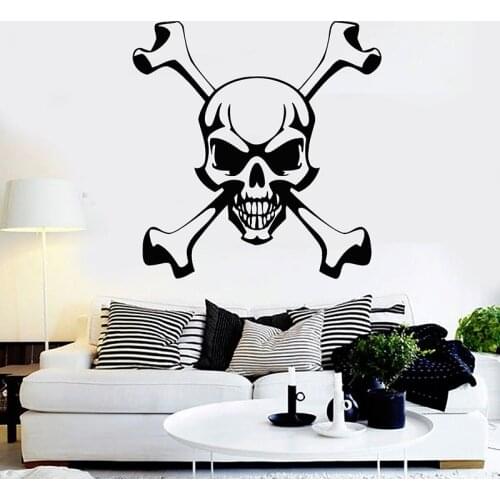 Skull And Bones Wall Decals Pirate Symbol Wall Sticker For Bar Jolly Roger Art Mural Home Decoration Wall Decor H161