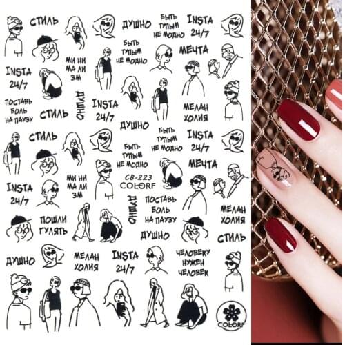 The New 3D Nail Sticker Cool English Letter stickers for nail Foil Love Heart Design Nails Accessories Fashion Manicure Sticker