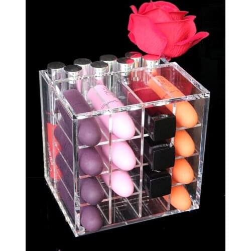 Acrylic Lipstick Display Shelf 17 Slots Clear Lip Gross Storage Makeup Organizer Lipstick Holder Rack Lip Gross Storage Shelf