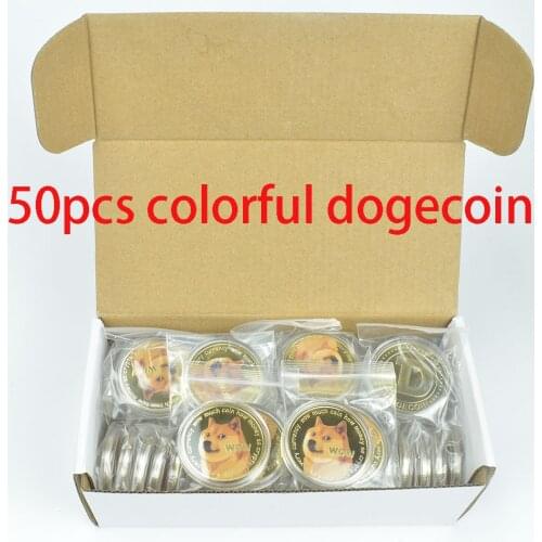 Hot 50pcs Gold silver Plated Dogecoin coin Wow Doge coin Metal Coin For Collection