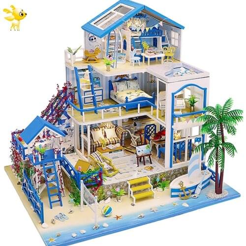 DIY-KIT DIY Dollhouse Wooden Doll Houses Miniature Doll House Furniture Kit Casa Music Led Toys For Children Birthday Gift L906