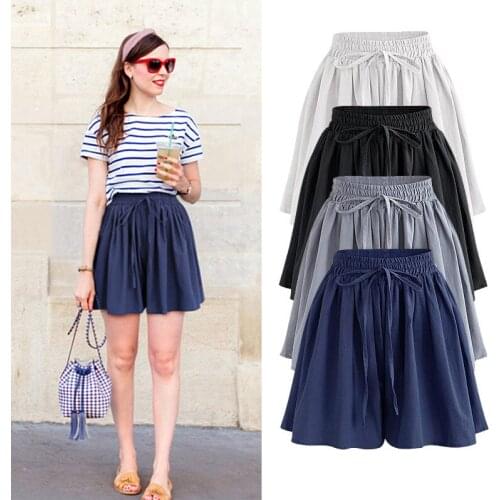 Plus Size Shorts Wide Leg Shorts Women Summer New Chiffon Short Female Casual Loose Shorts Skirt Woman High waist Elastic Shorts