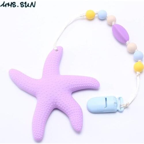 MHS.SUN Infant baby starfish silicone pendant chewing pacifier chain 100% food grade for nursing teethers pacifier toy clip